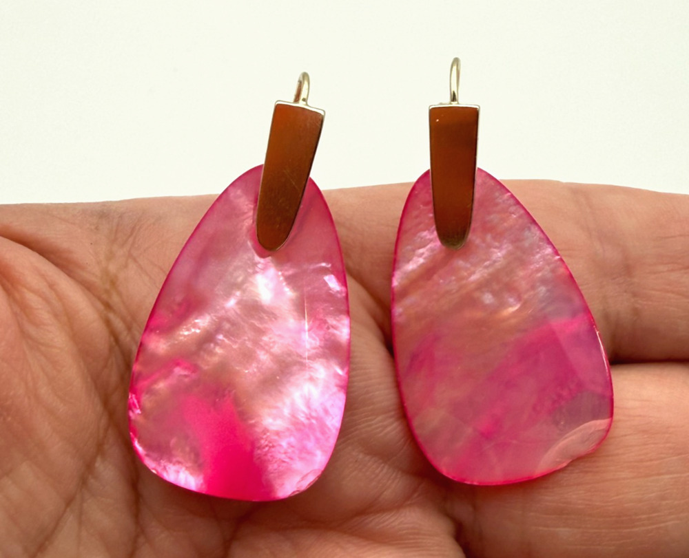 Kendra Scott Marty Drop Earrings Azalea Illusion Hot Pink Shell 14K Gold Plated
